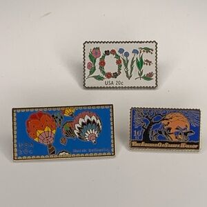 Colorful Vintage Stamp Pins Set